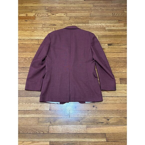 Adams Row Mens Sport Coat Size 42L Burgundy Poly Wool 2 Button Blazer Jacket - Picture 6 of 6